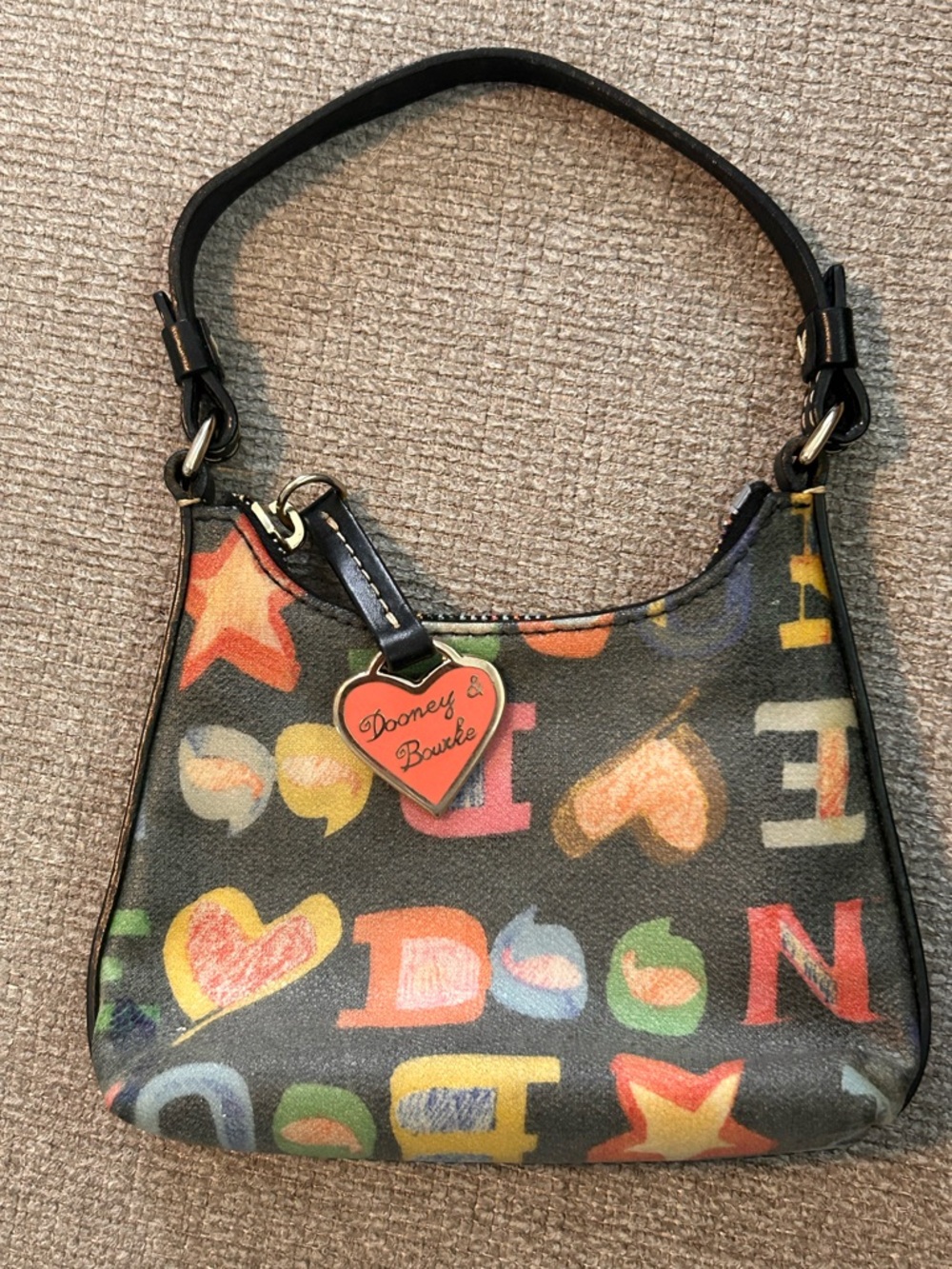 Dooney & Bourke Graffiti Doodle Crayon Mini Purse, Multi color zipper